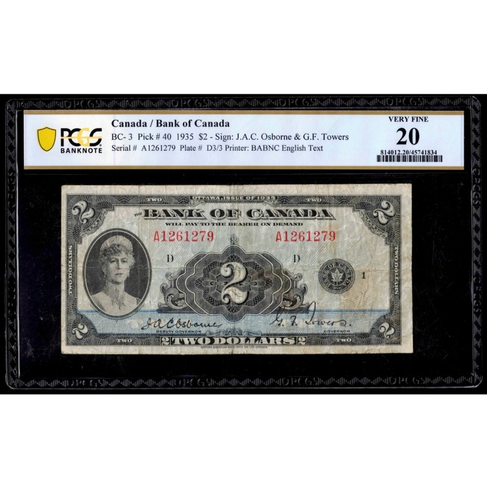 1935 Canada Two Dollar Bill